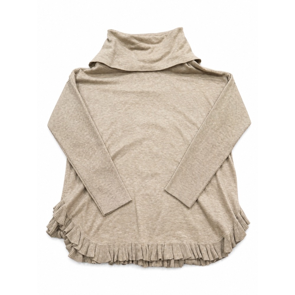 NWT Joseph A. Oatmeal Heather Cowl Neck Ruffle Hem Sweater‎ Womens M Cottagecore